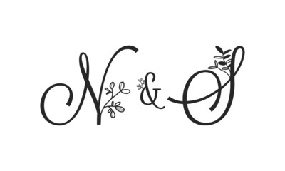 N&S floral ornate letters wedding alphabet characters