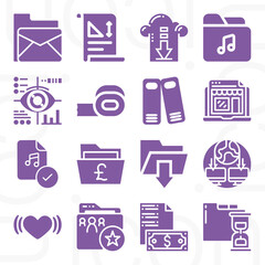 16 pack of ganglion  filled web icons set