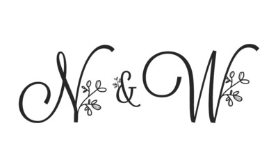 N&W floral ornate letters wedding alphabet characters