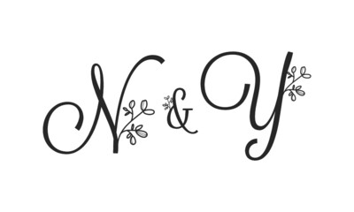 N&Y floral ornate letters wedding alphabet characters