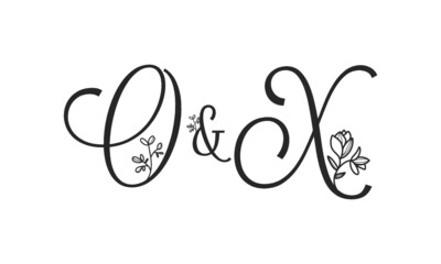 O&X floral ornate letters wedding alphabet characters