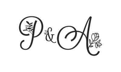 P&A floral ornate letters wedding alphabet characters