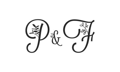 P&F floral ornate letters wedding alphabet characters