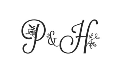 P&H floral ornate letters wedding alphabet characters