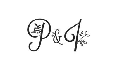P&I floral ornate letters wedding alphabet characters