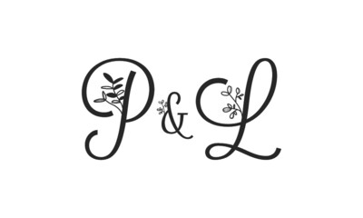 P&L floral ornate letters wedding alphabet characters