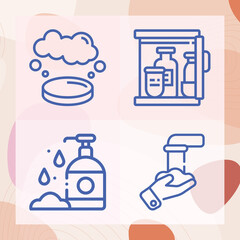 Simple set of soap related lineal icons