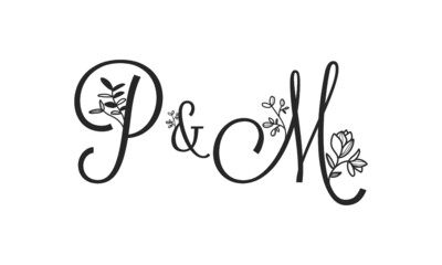 P&M floral ornate letters wedding alphabet characters