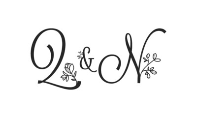 Q&N floral ornate letters wedding alphabet characters