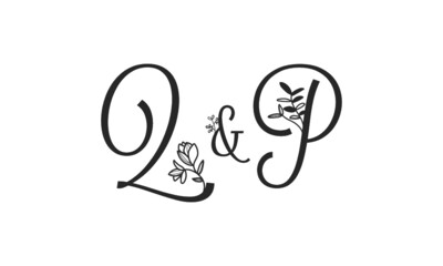 Q&P floral ornate letters wedding alphabet characters