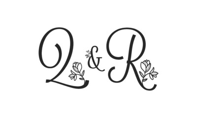 Q&R floral ornate letters wedding alphabet characters