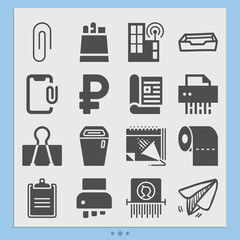 Simple set of circulation related filled icons.