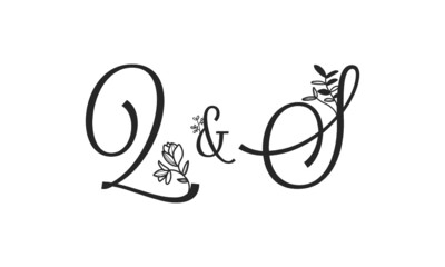 Q&S floral ornate letters wedding alphabet characters