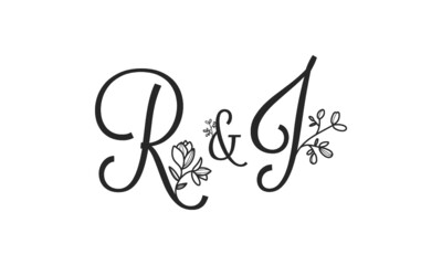 R&J floral ornate letters wedding alphabet characters