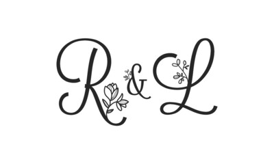 R&L floral ornate letters wedding alphabet characters