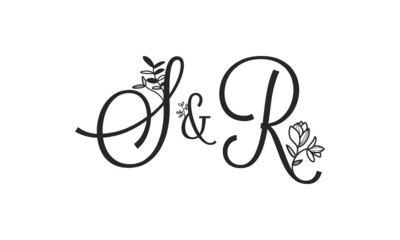S&R floral ornate letters wedding alphabet characters