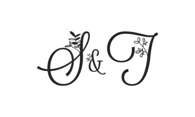 S&T floral ornate letters wedding alphabet characters