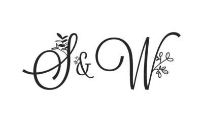 S&W floral ornate letters wedding alphabet characters