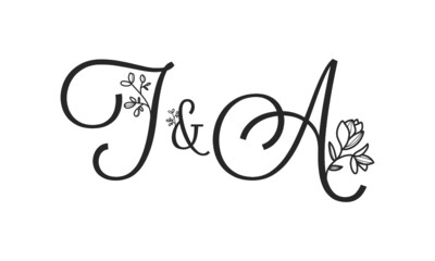 T&A floral ornate letters wedding alphabet characters