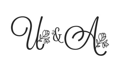 U&A floral ornate letters wedding alphabet characters