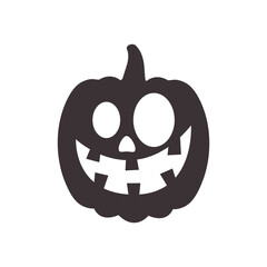 cartoon halloween pumpkin icon, silhouette style