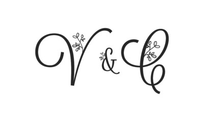 V&C floral ornate letters wedding alphabet characters