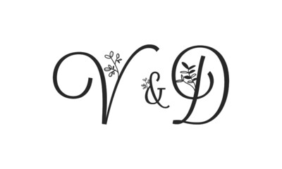 V&D floral ornate letters wedding alphabet characters