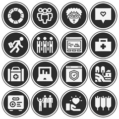 16 pack of support  filled web icons set