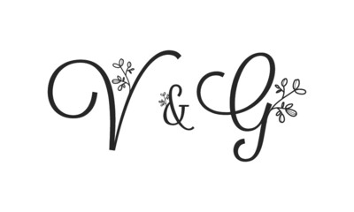 V&G floral ornate letters wedding alphabet characters