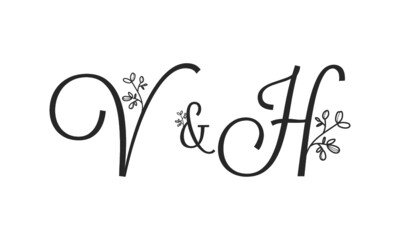 V&H floral ornate letters wedding alphabet characters