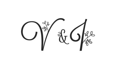 V&I floral ornate letters wedding alphabet characters