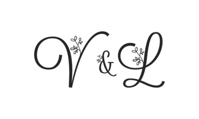 V&L floral ornate letters wedding alphabet characters