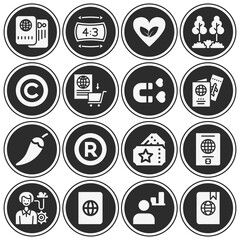16 pack of characteristic  filled web icons set