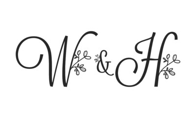 W&H floral ornate letters wedding alphabet characters