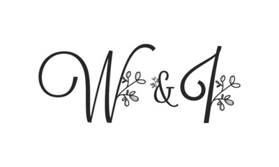 W&I floral ornate letters wedding alphabet characters