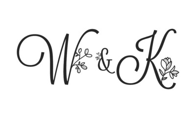 W&K floral ornate letters wedding alphabet characters