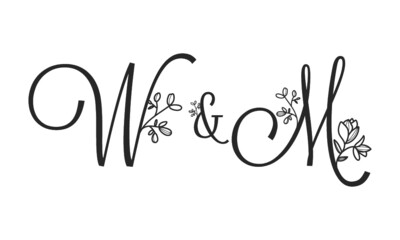 W&M floral ornate letters wedding alphabet characters