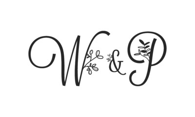 W&P floral ornate letters wedding alphabet characters