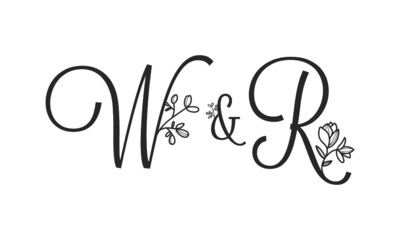 W&R floral ornate letters wedding alphabet characters