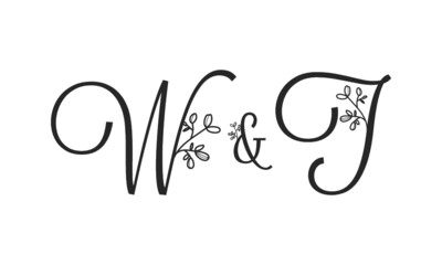 W&T floral ornate letters wedding alphabet characters