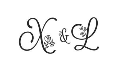 X&L floral ornate letters wedding alphabet characters