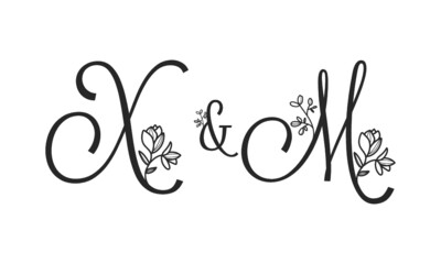 X&M floral ornate letters wedding alphabet characters