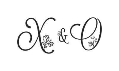 X&O floral ornate letters wedding alphabet characters