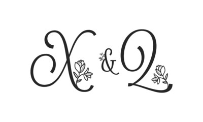 X&Q floral ornate letters wedding alphabet characters