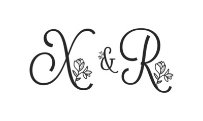 X&R floral ornate letters wedding alphabet characters