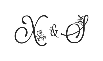 X&S floral ornate letters wedding alphabet characters