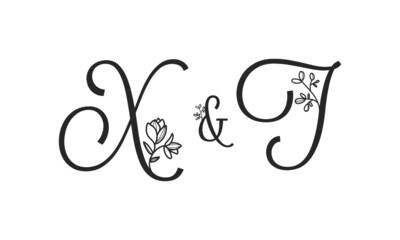 X&T floral ornate letters wedding alphabet characters