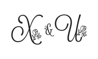 X&U floral ornate letters wedding alphabet characters