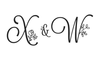 X&W floral ornate letters wedding alphabet characters