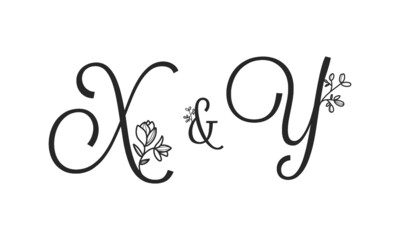 X&Y floral ornate letters wedding alphabet characters